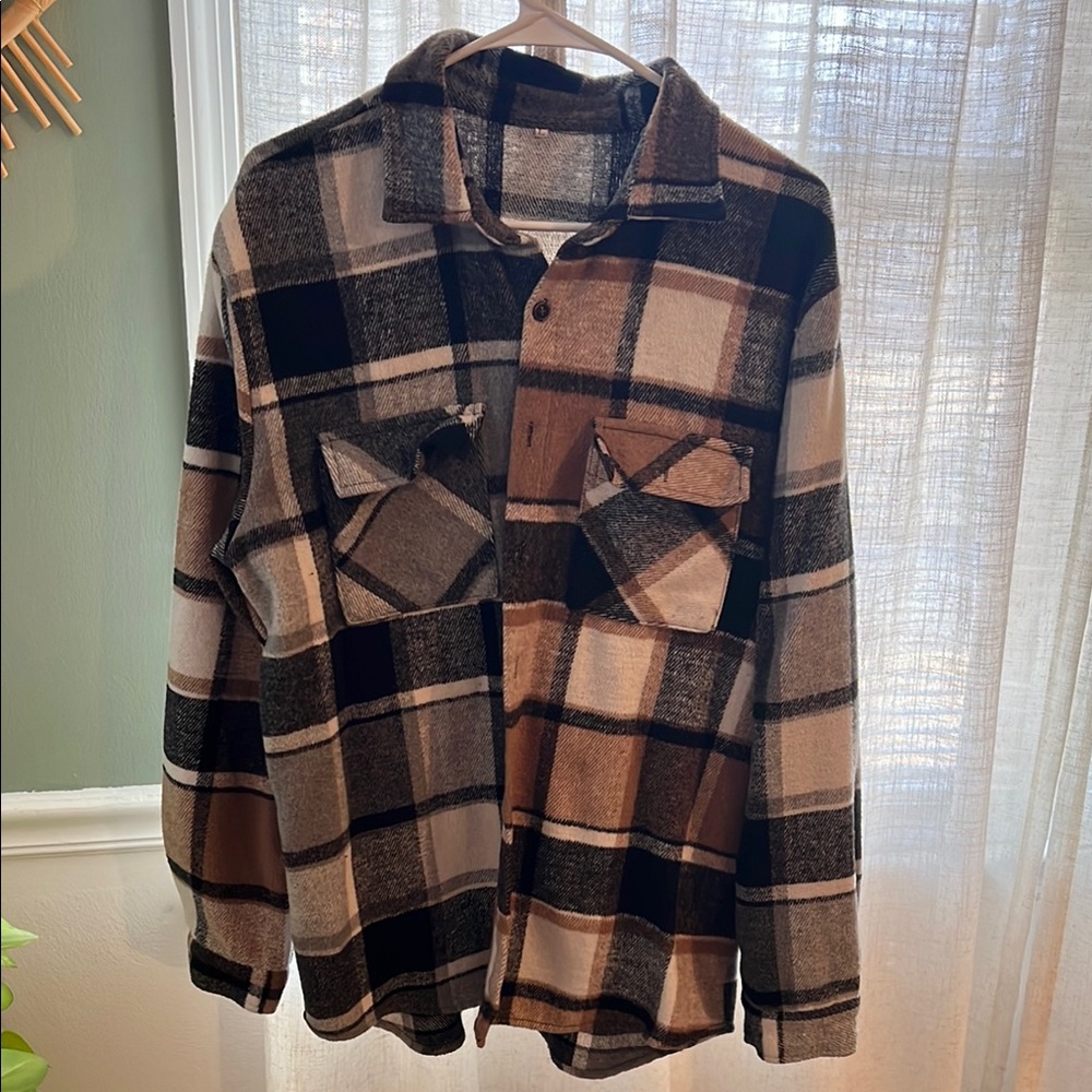 Plaid Flannel Button-Up Shirt